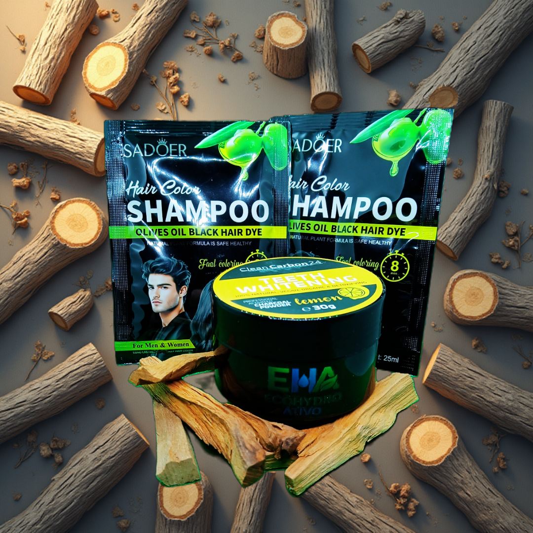 Champô Tonalizante Preto Sem Amoníaco para Homens e Mulheres - Natural e Eficaz