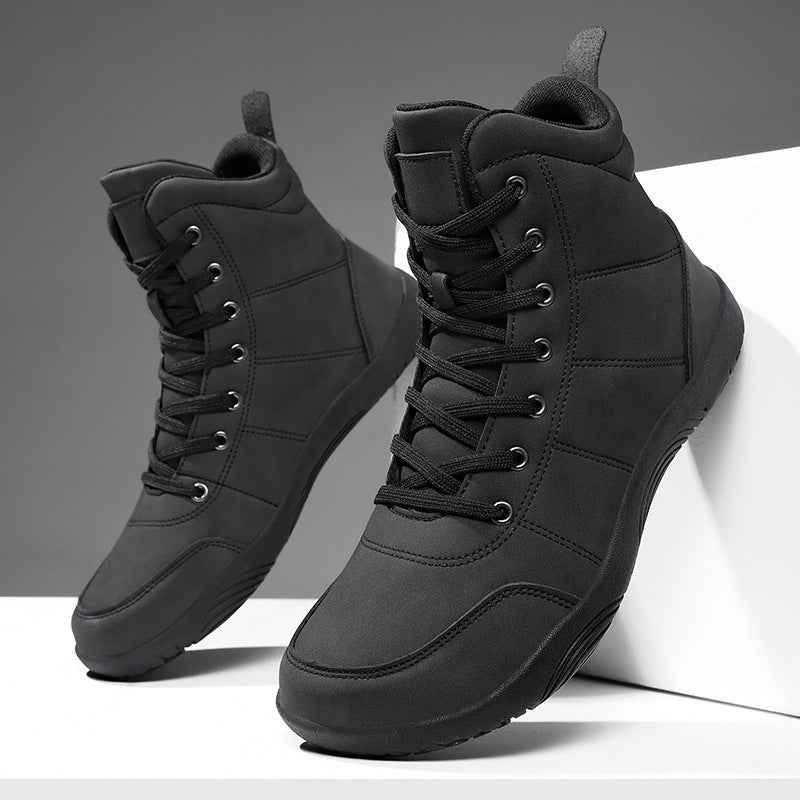 Botas de caminhada em pele com biqueira larga