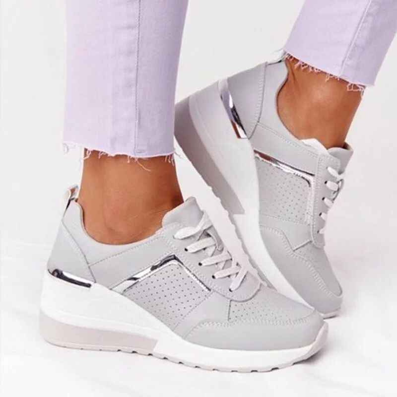 Sapatos casuais para mulher com salto plataforma