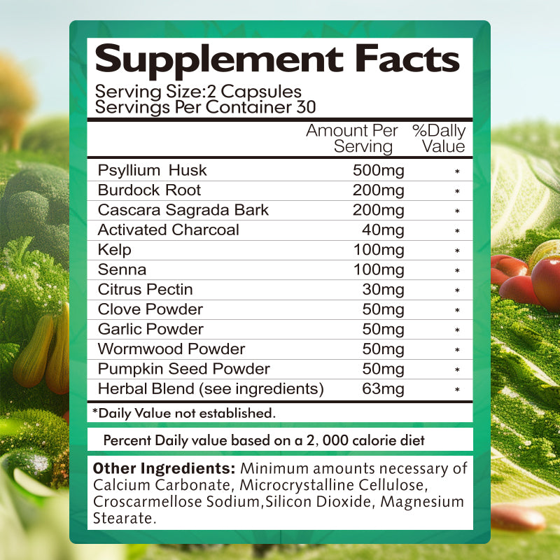 BSYS Fórmula para Limpeza e Desintoxicação do Cólon em 7 Dias, 60 saquetas