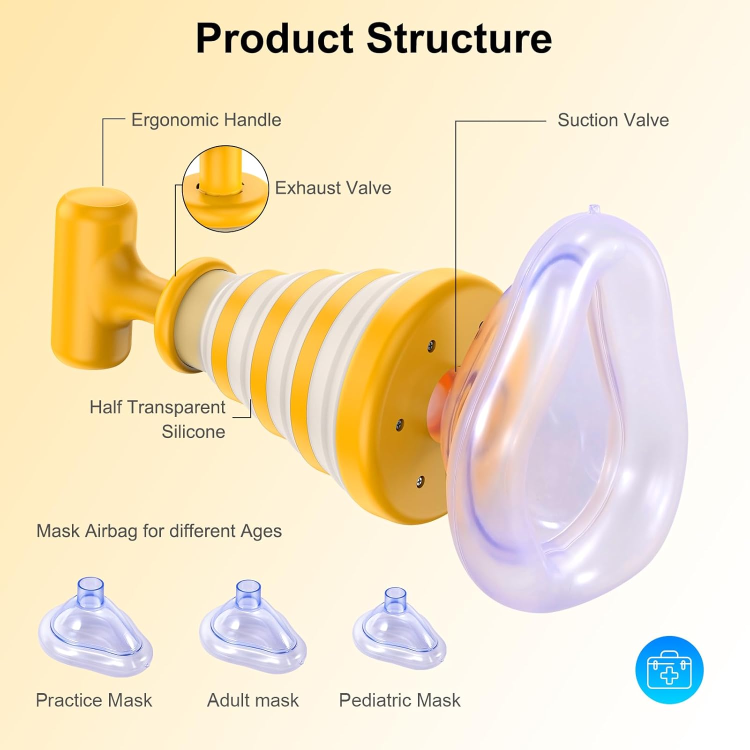 Kit de primeiros socorros com 3 tamanhos de máscaras, adequado a todas as idades, portátil.