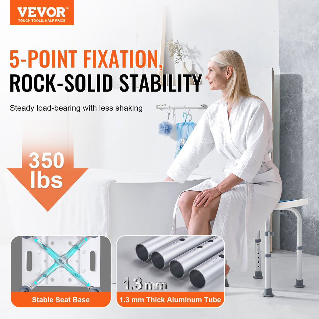Shower Chair, Adjustable Height Shower Stool, Shower Seat For Inside Shower Or Tub, Non-Slip Bench Bathtub Stool Seat For Elderly Disabled Handicap, 158.8 Kg Capacity - EcoHydro Ativo - Portugal