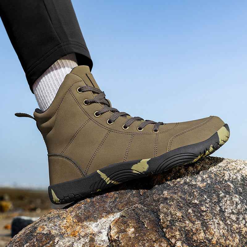 Botas de caminhada em pele com biqueira larga