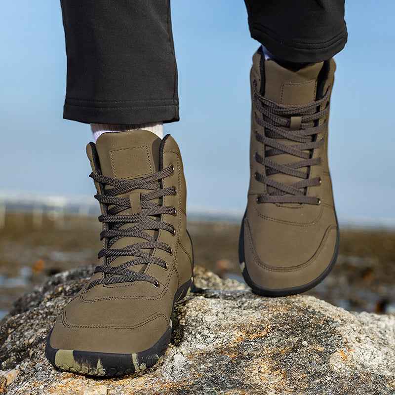 Botas de caminhada em pele com biqueira larga