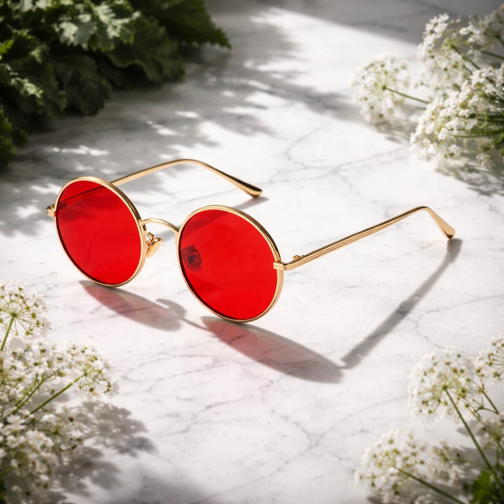 Óculos de Sol Retro Redondos - Material das lentes: resina
Estilo dos óculos: formato de coração