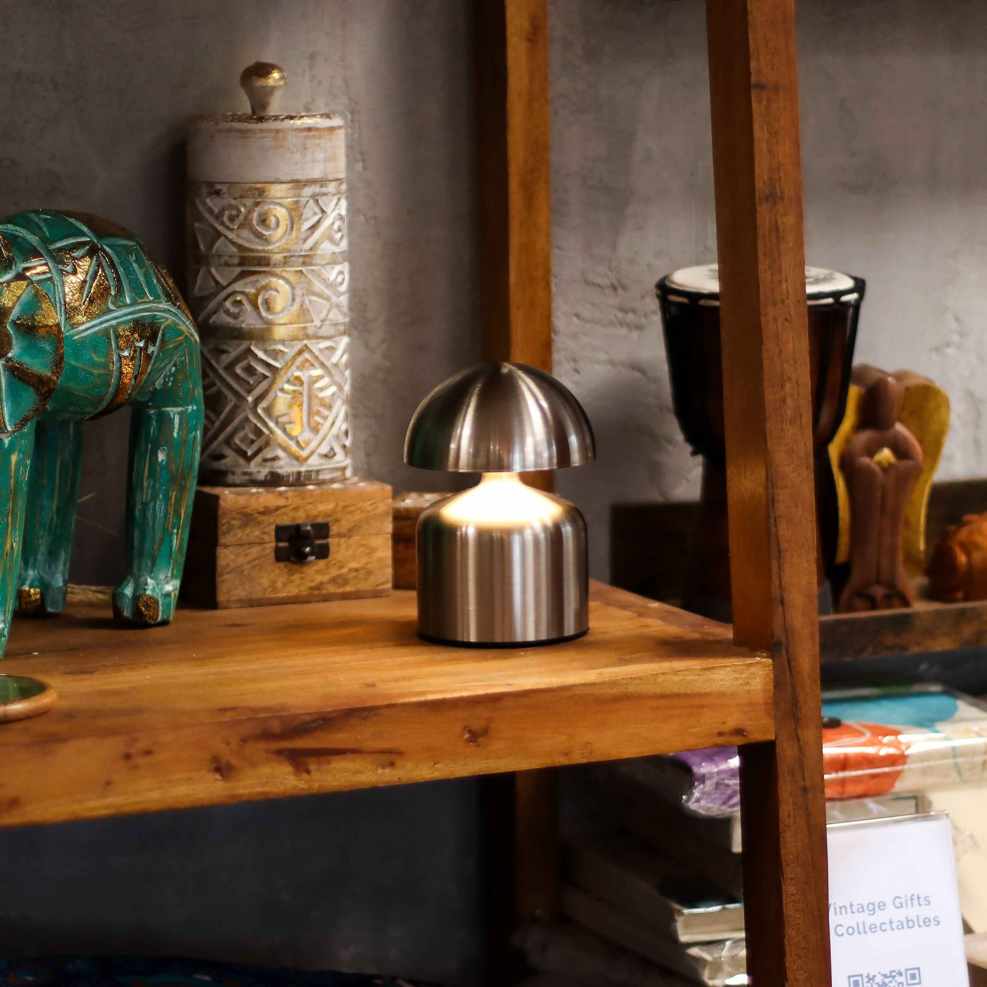 Lamparina Touch Cogumelo Prata USB Recarregável (400 Watt)