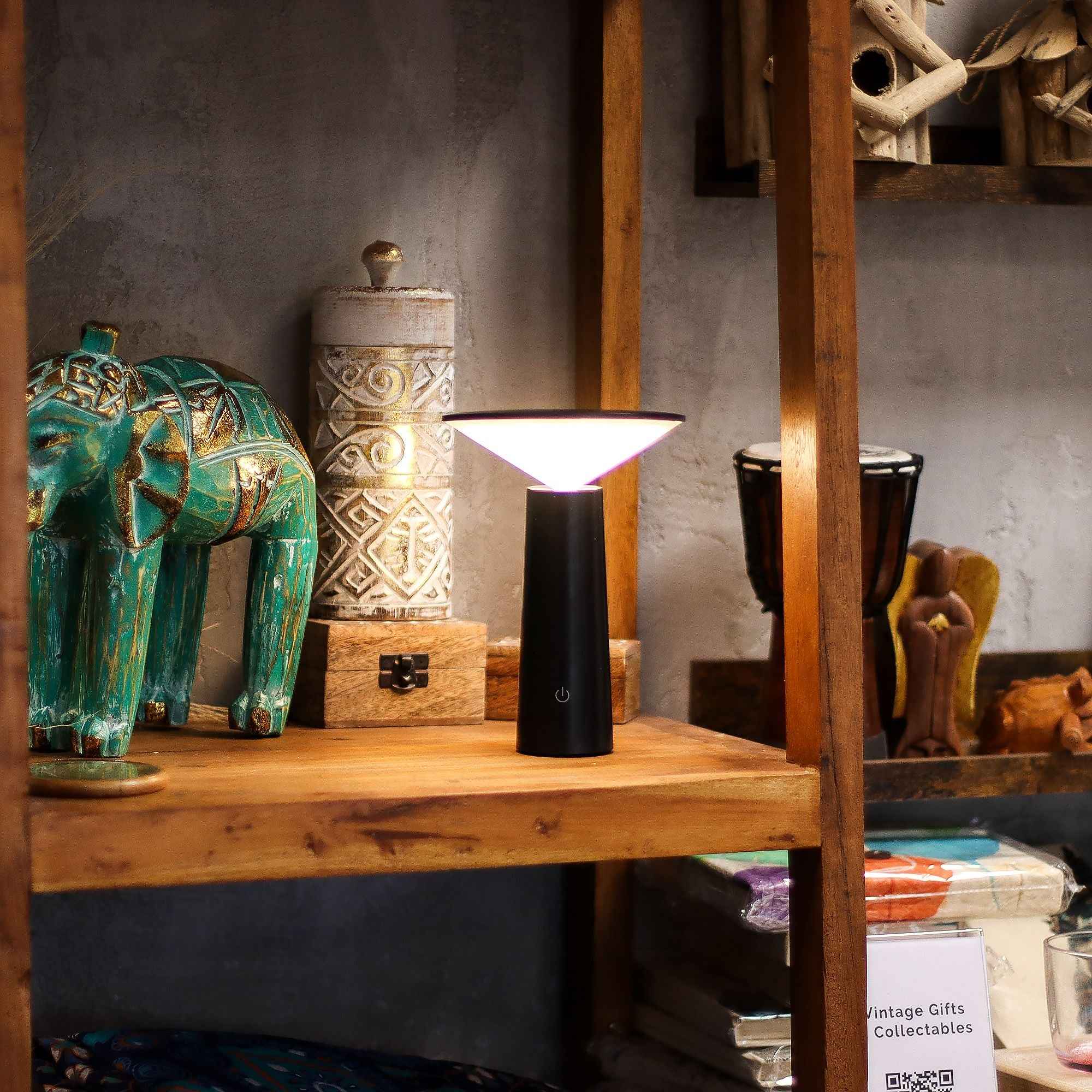 Lâmpada de toque ajustável - Cogumelo Preto - Luz em Padrão USB (C) - Recarregável (2000 Watt)