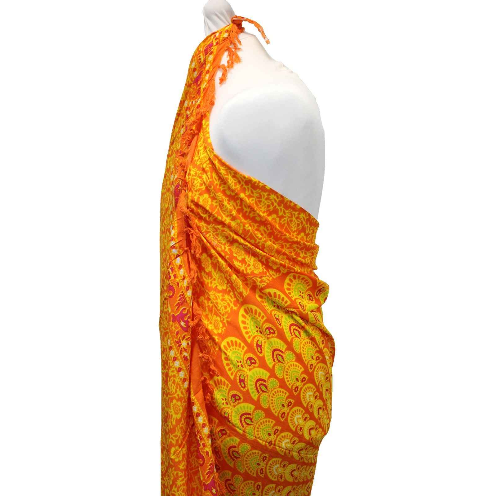 Sarong Mandela Laranja e Limão - Estilo e Conforto para o Verão