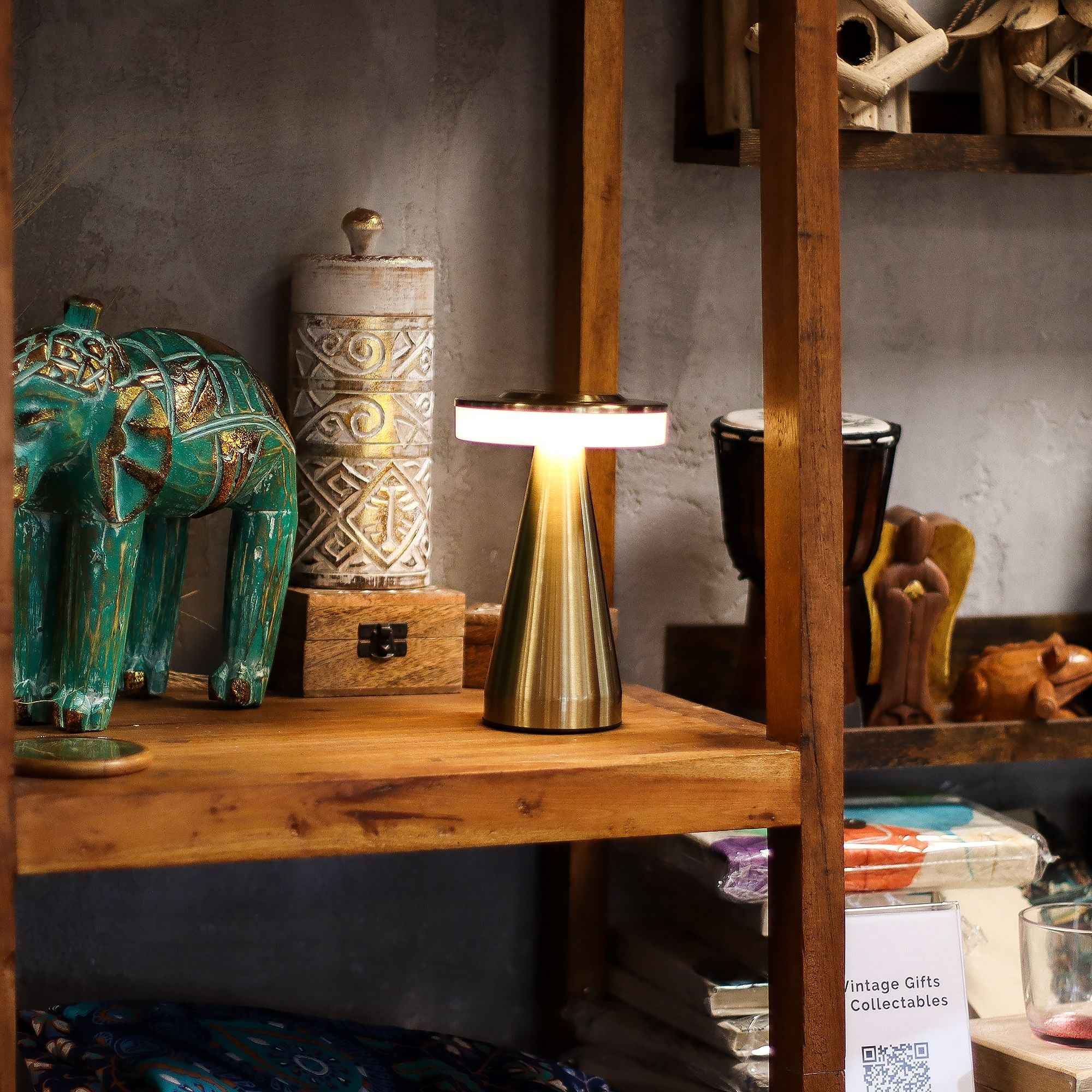 Lâmpada de Toque Cobre Alto - Base Alta Recarregável USB (C) - 400 Watt