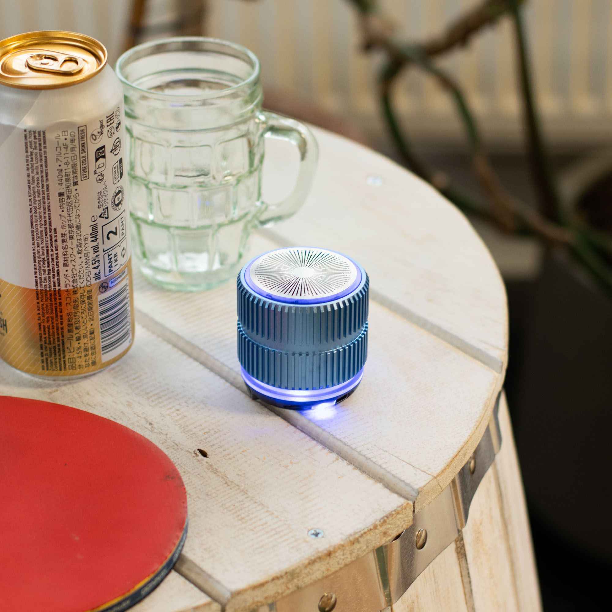 Candeeiro de campismo verde suspenso com mini altifalante