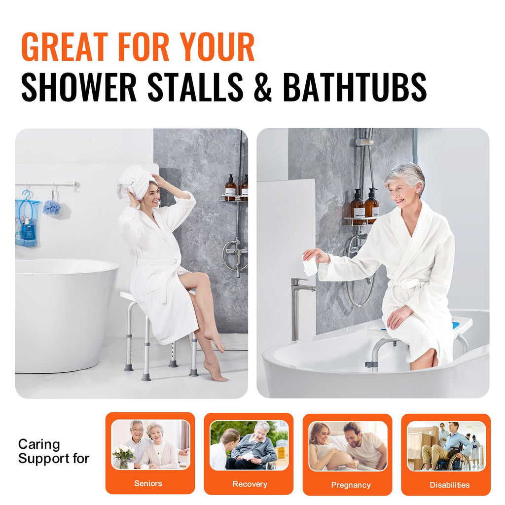Shower Chair, Adjustable Height Shower Stool, Shower Seat For Inside Shower Or Tub, Non-Slip Bench Bathtub Stool Seat For Elderly Disabled Handicap, 158.8 Kg Capacity - EcoHydro Ativo - Portugal