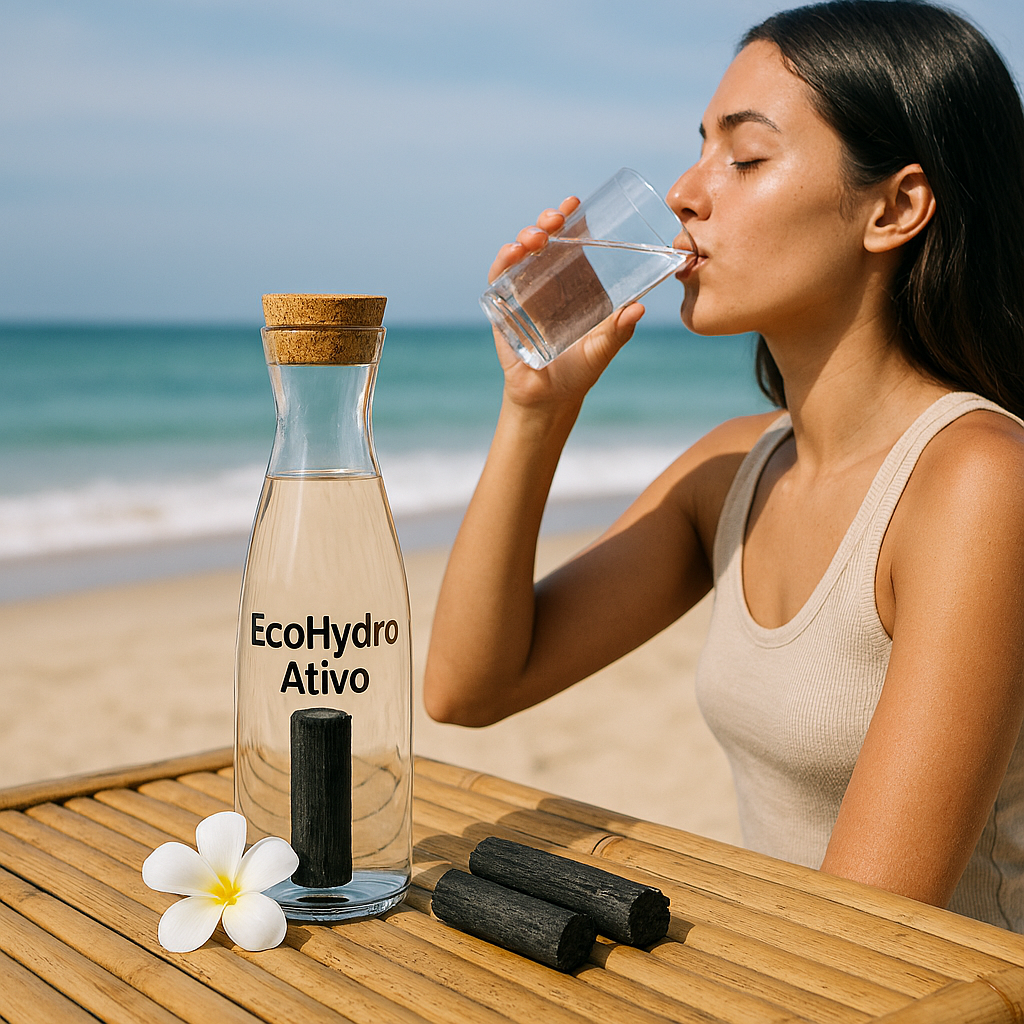 Jarro com filtro de água + 3 varetas de carvão ativado, 100% natural, importado do Japão.