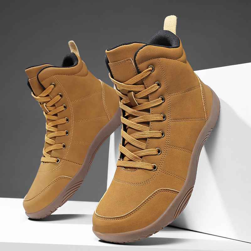 Botas de caminhada em pele com biqueira larga