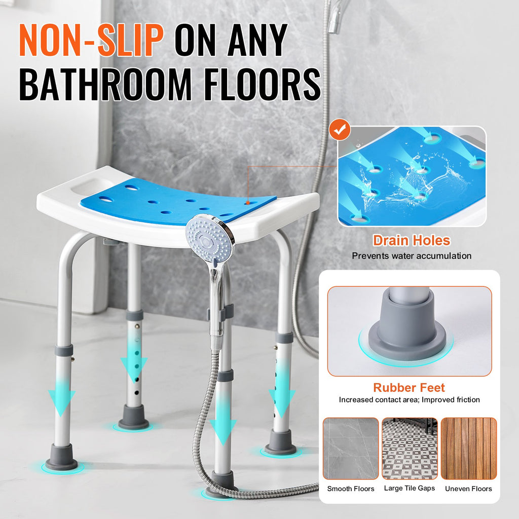 Shower Chair, Adjustable Height Shower Stool, Shower Seat For Inside Shower Or Tub, Non-Slip Bench Bathtub Stool Seat For Elderly Disabled Handicap, 158.8 Kg Capacity - EcoHydro Ativo - Portugal