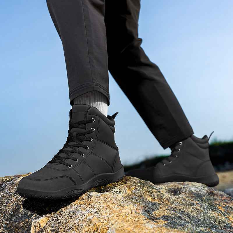 Botas de caminhada em pele com biqueira larga